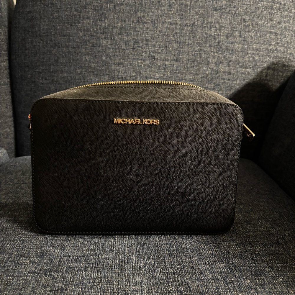 Michael Kors Black Toiletry Bag with Gold Accents